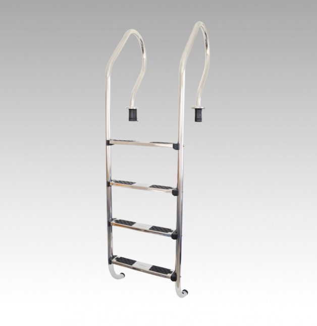 ESCALERA MOD. CONFORT 4 PELDAÑOS AC. INOX. C/ANCL VULCANO